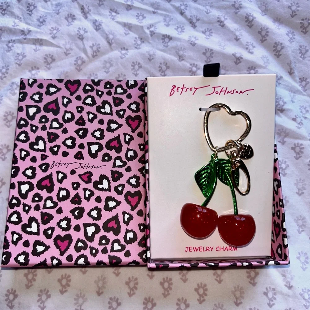 Betsey Johnson Red Cherry Keychain / purse charm - Picture 2 of 3